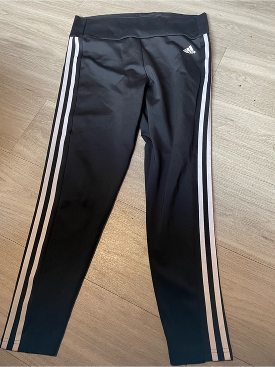 adidas Pants - adidas Black Leggings with White Triple Side Stripes